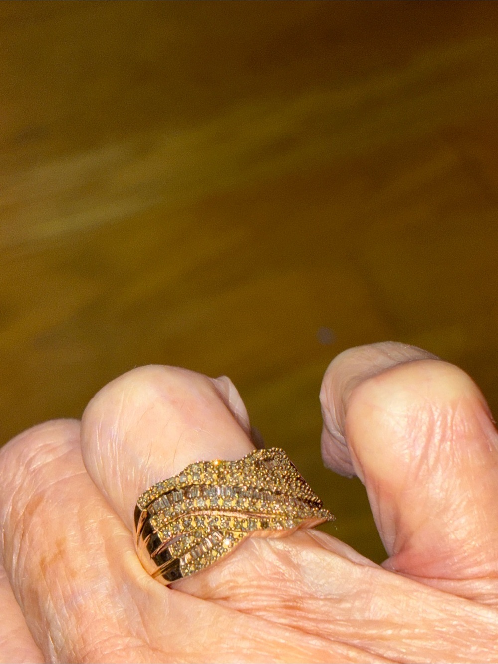Champagne diamond ring in rose gold over Sterling